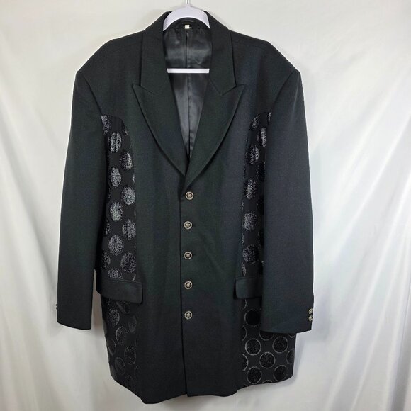 Men's Pronti Collection by Phita Black Jacquard Embellished Blazer Size XL - Picture 1 of 16